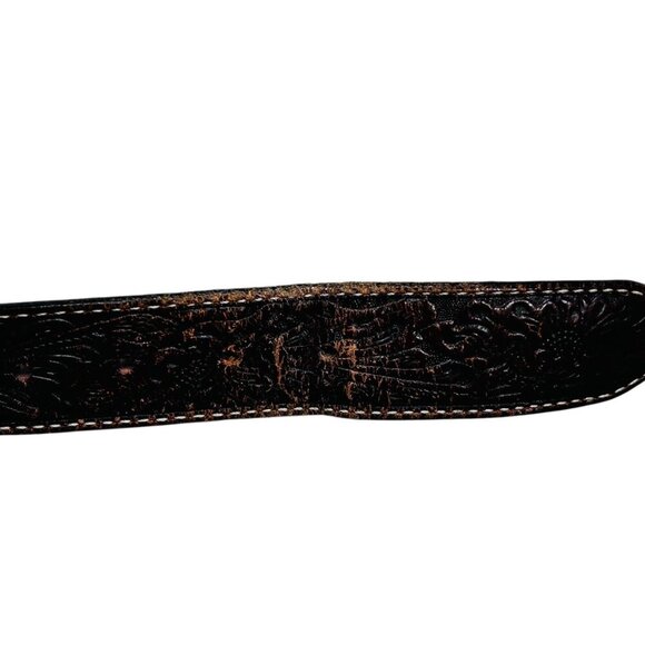 Vintage Larry Mahan Western Belt Leather Concha Brown Silver 38 Men - Picture 6 of 6